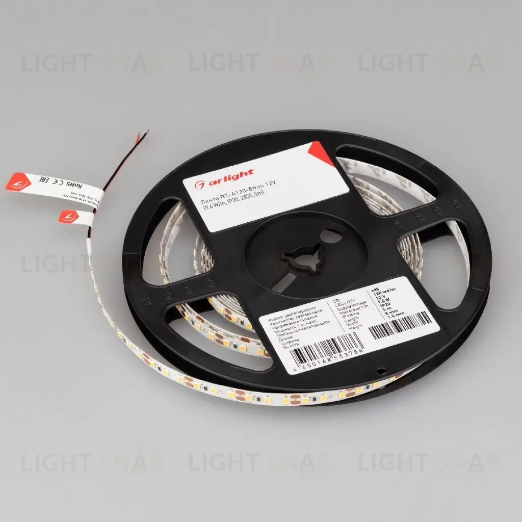 Светодиодная лента Arlight RT-A120-8mm 12V Day5000 (9.6 W/m, IP20, 5m) 042287 042287