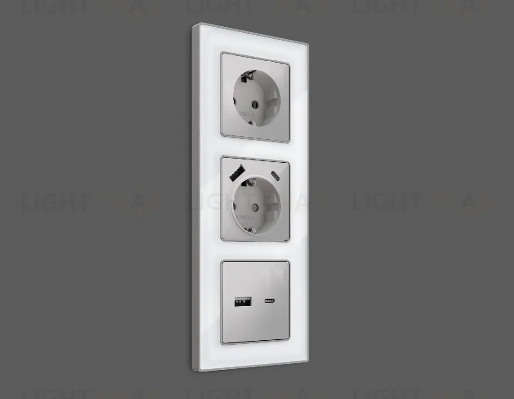 Лицевая панель для розетки с/з со шторками 2USB A+C Ambrella Volt Alfa AP4100 AP4100