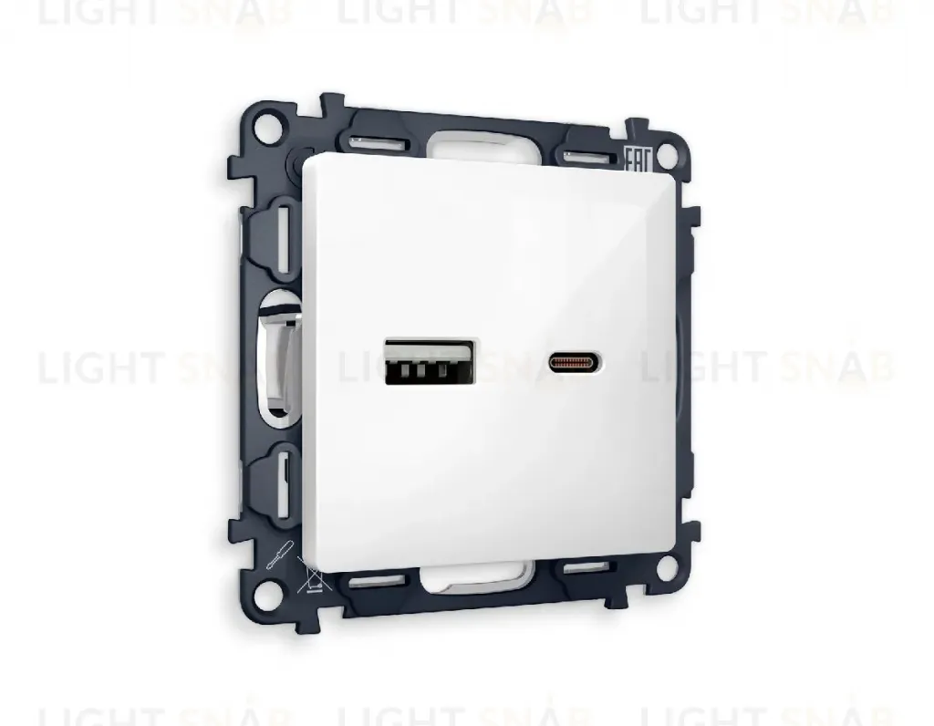 Комплект механизма розетки 2USB A+C 20W (быстрая зарядка) Ambrella Volt Alfa MA111010 MA111010