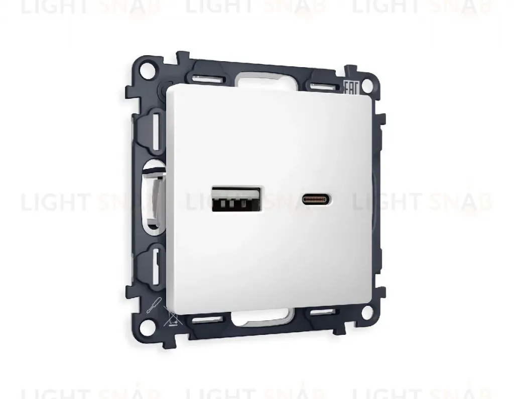 Комплект механизма розетки 2USB A+C 20W (быстрая зарядка) Ambrella Volt Alfa MA131010 MA131010