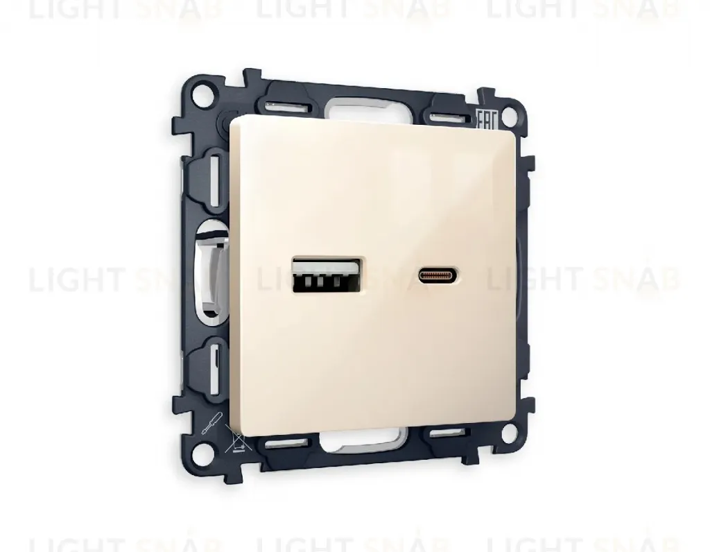 Комплект механизма розетки 2USB A+C 20W (быстрая зарядка) Ambrella Volt Alfa MA311010 MA311010