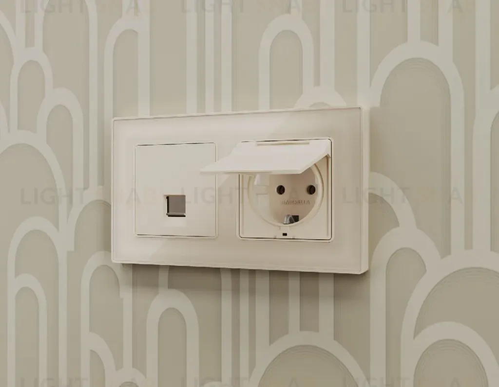 Комплект механизма розетки с/з со шторками и крышкой Ambrella Volt Alfa MA328010 MA328010