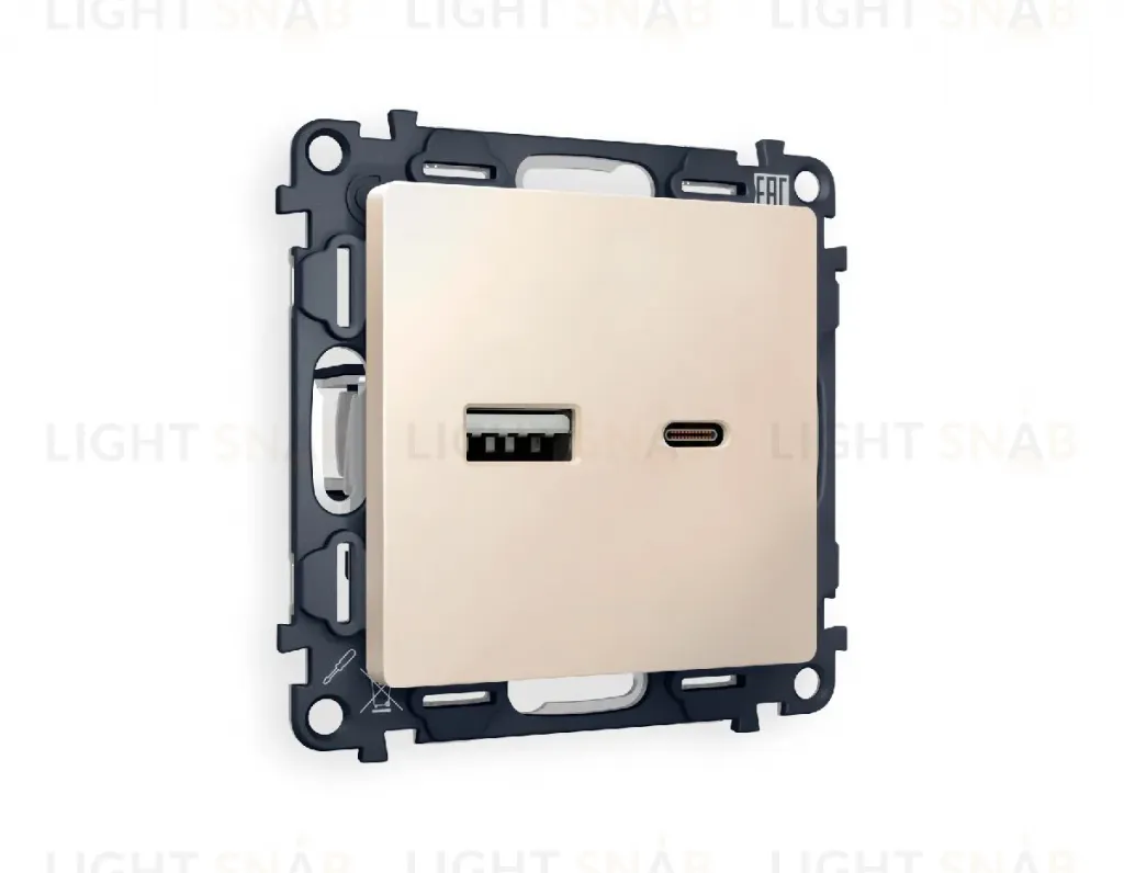 Комплект механизма розетки 2USB A+C 20W (быстрая зарядка) Ambrella Volt Alfa MA331010 MA331010