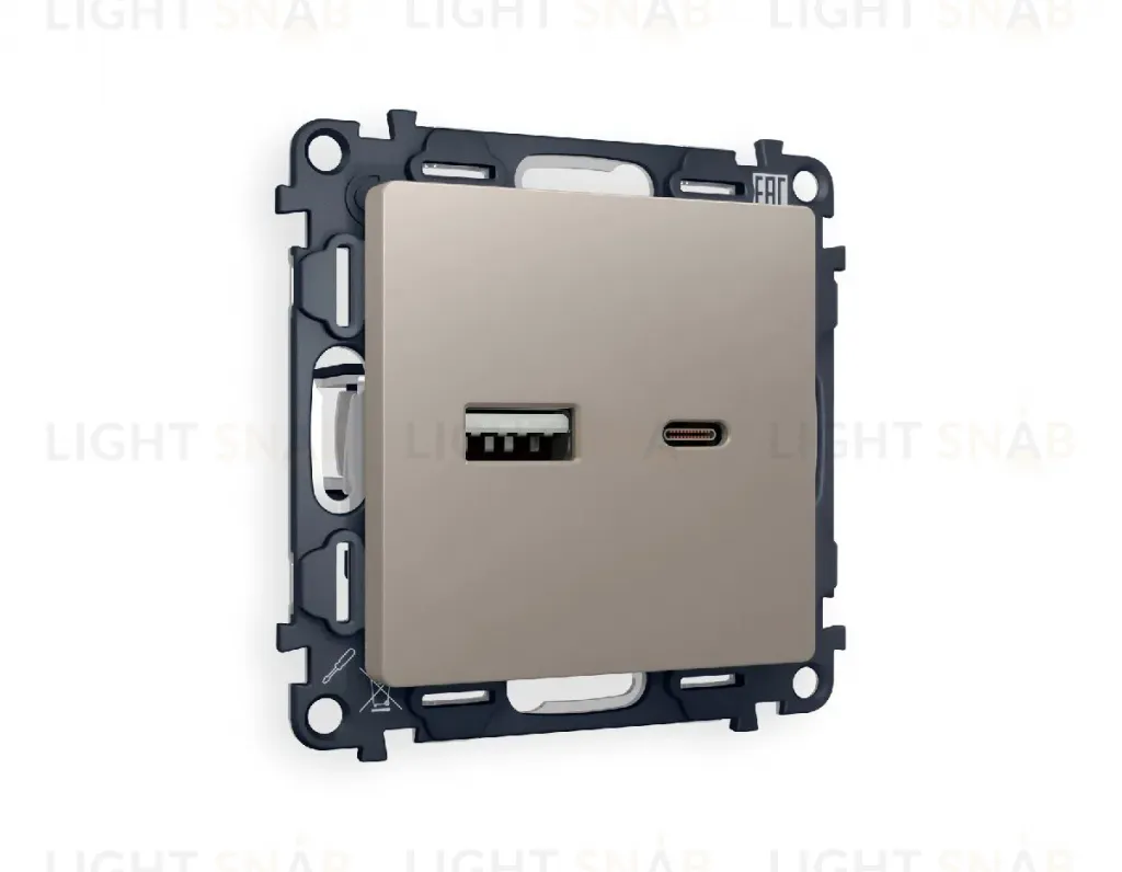 Комплект механизма розетки 2USB A+C 20W (быстрая зарядка) Ambrella Volt Alfa MA371010 MA371010