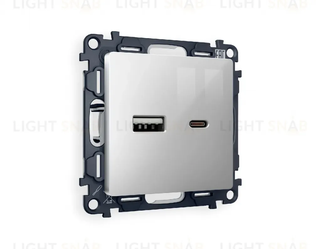 Комплект механизма розетки 2USB A+C 20W (быстрая зарядка) Ambrella Volt Alfa MA411010 MA411010