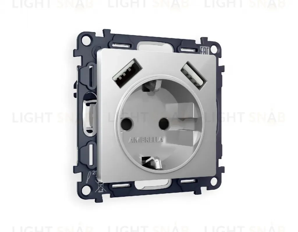 Комплект механизма розетки 2USB A+A 18W (быстрая зарядка) с/з Ambrella Volt Alfa MA409010 MA409010