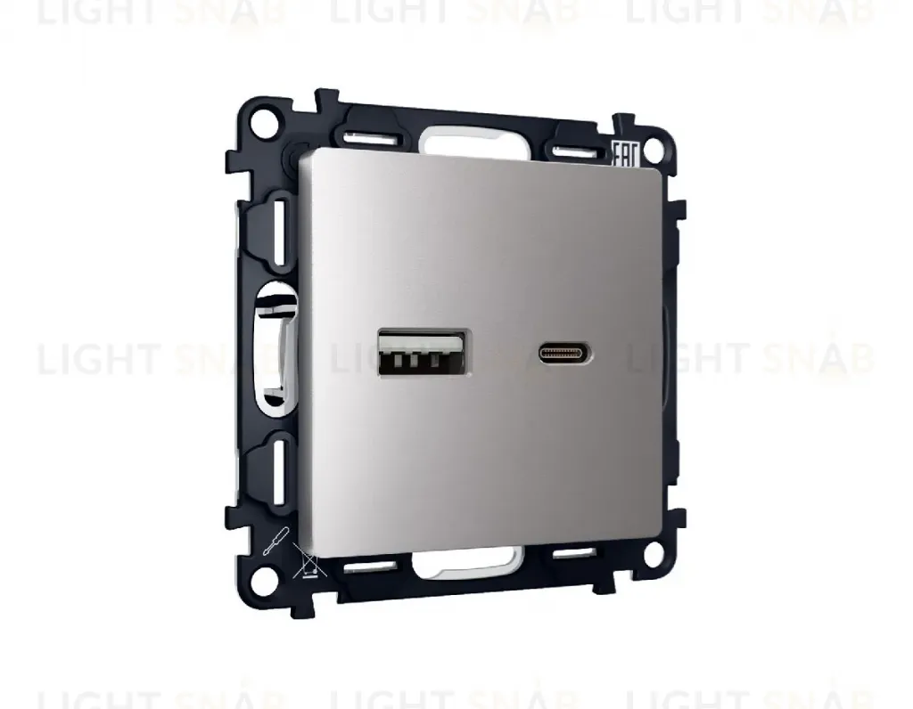 Комплект механизма розетки 2USB A+C 20W (быстрая зарядка) Ambrella Volt Alfa MA511010 MA511010