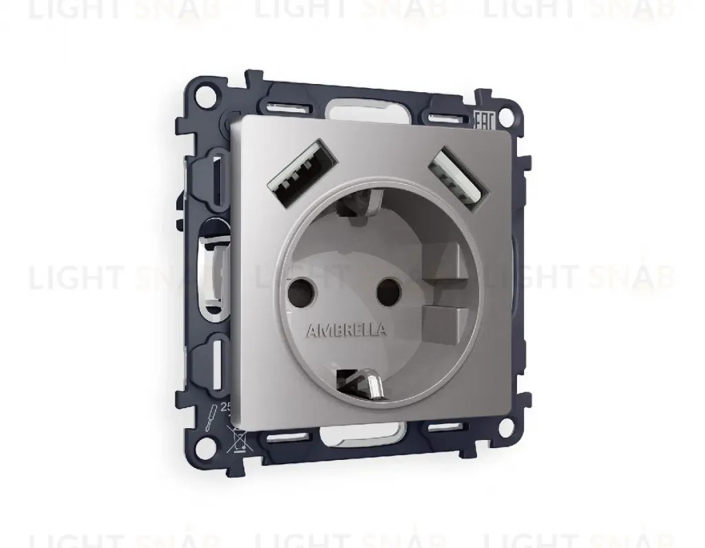 Комплект механизма розетки 2USB A+A 18W (быстрая зарядка) с/з Ambrella Volt Alfa MA509010 MA509010
