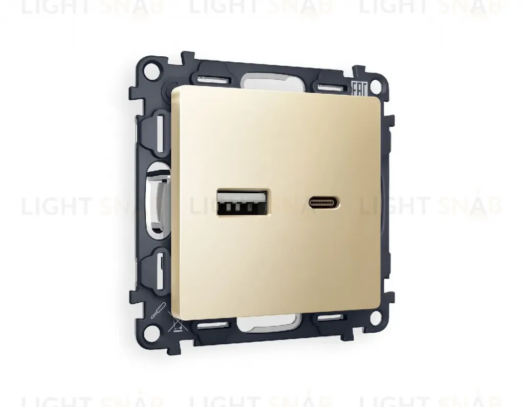 Комплект механизма розетки 2USB A+C 20W (быстрая зарядка) Ambrella Volt Alfa MA611010 MA611010