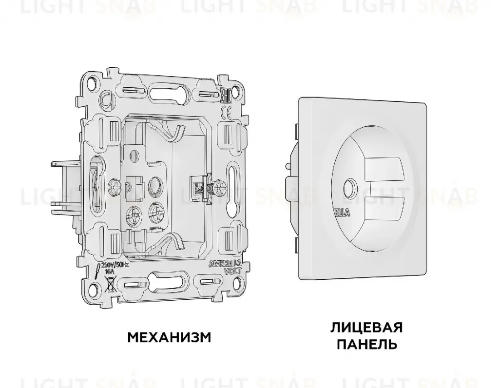 Комплект механизма розетки с/з со шторками Ambrella Volt Alfa MA637010 MA637010