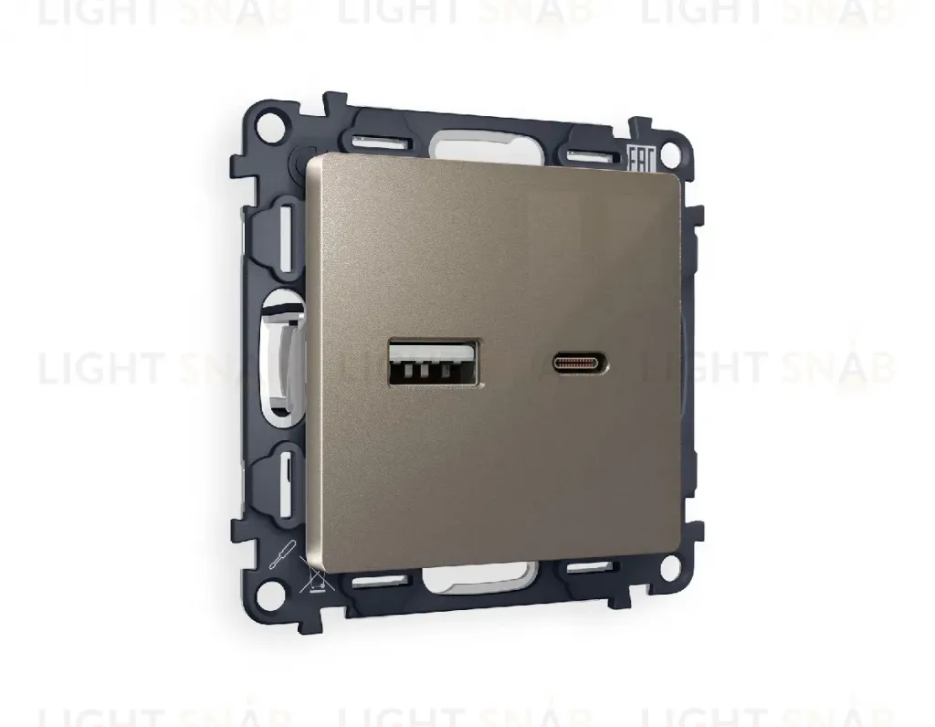Комплект механизма розетки 2USB A+C 20W (быстрая зарядка) Ambrella Volt Alfa MA641010 MA641010