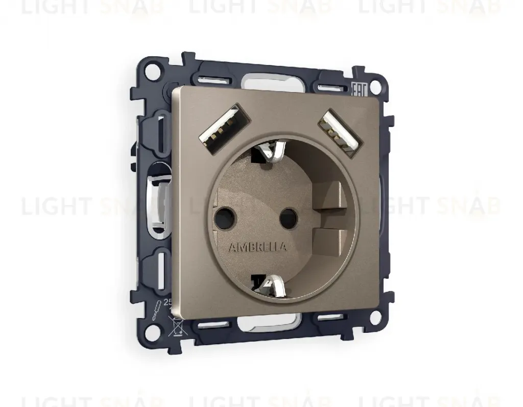 Комплект механизма розетки 2USB A+A 18W (быстрая зарядка) с/з Ambrella Volt Alfa MA639010 MA639010