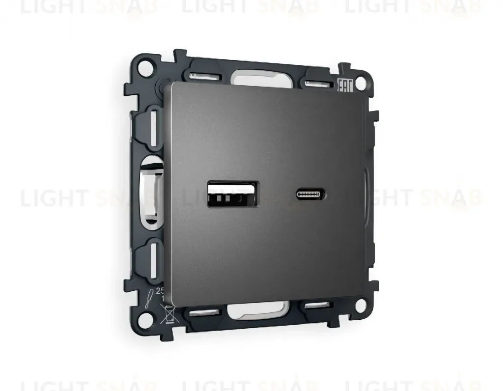 Комплект механизма розетки 2USB A+C 20W (быстрая зарядка) Ambrella Volt Alfa MA661010 MA661010
