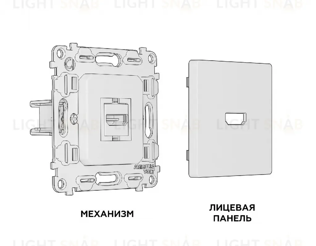 Комплект механизма розетки HDMI 2.0 40V/500mA 2.0GHz 5-18Gbit/s Ambrella Volt Alfa MA664010 MA664010