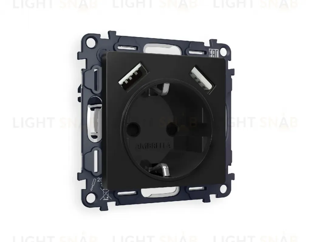 Комплект механизма розетки 2USB A+A 18W (быстрая зарядка) с/з Ambrella Volt Alfa MA809010 MA809010