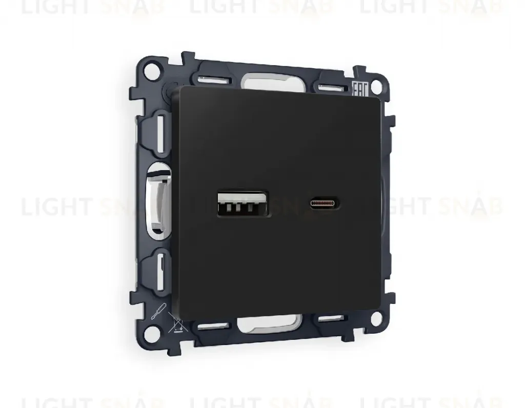 Комплект механизма розетки 2USB A+C 20W (быстрая зарядка) Ambrella Volt Alfa MA811010 MA811010