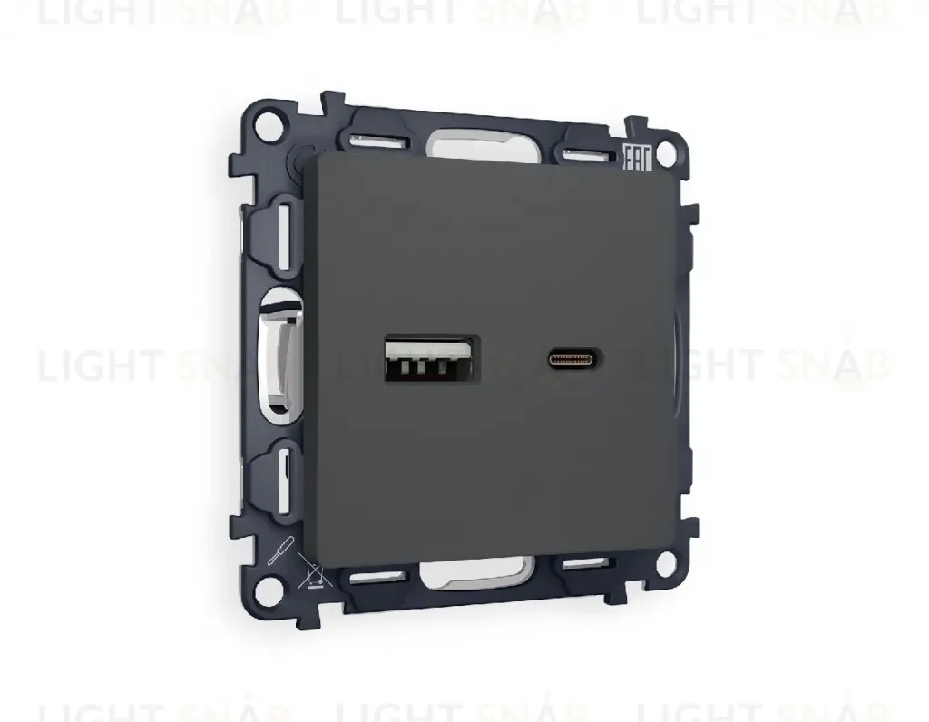 Комплект механизма розетки 2USB A+C 20W (быстрая зарядка) Ambrella Volt Alfa MA911010 MA911010