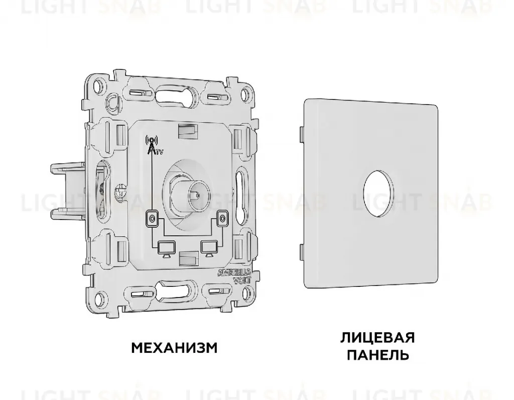 Комплект механизма TV розетки проходной 5-1000 MHz 4dB Ambrella Volt Alfa MA913030 MA913030
