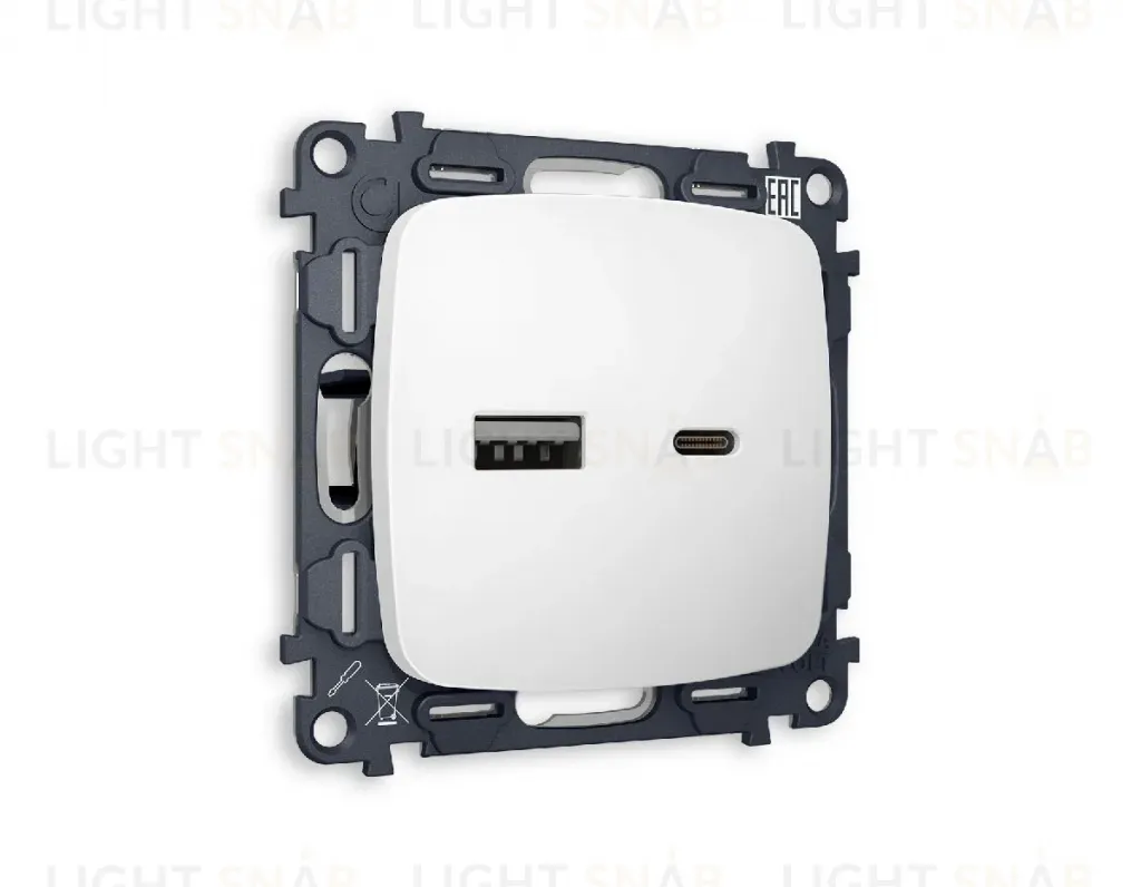Комплект механизма розетки 2USB A+C 20W (быстрая зарядка) Ambrella Volt Omega MO131010 MO131010