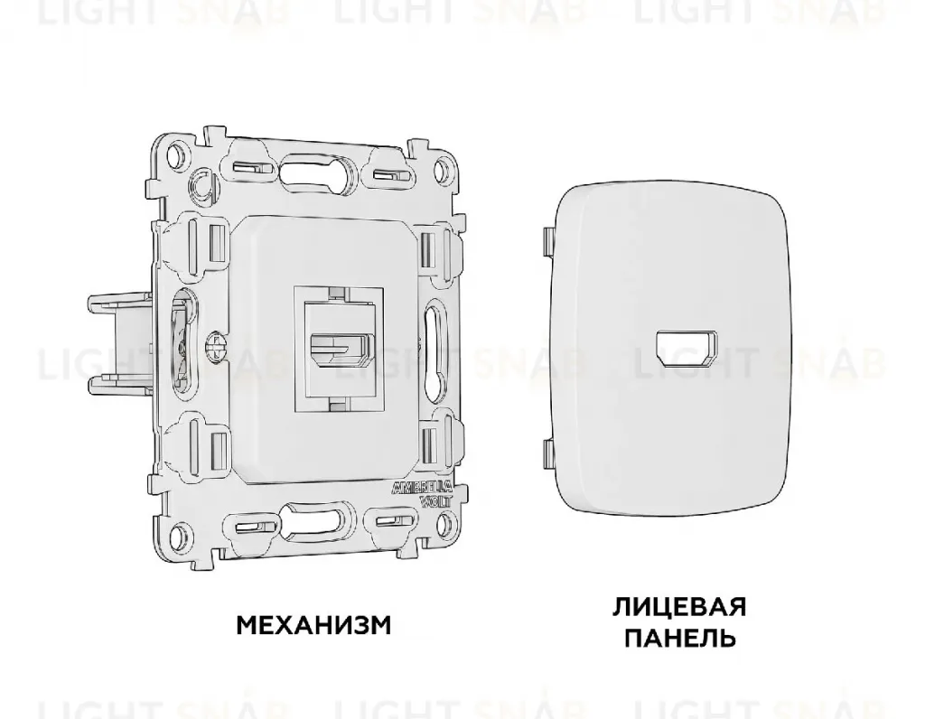 Комплект механизма розетки HDMI 2.0 40V/500mA 2.0GHz 5-18Gbit/s Ambrella Volt Omega MO214010 MO214010
