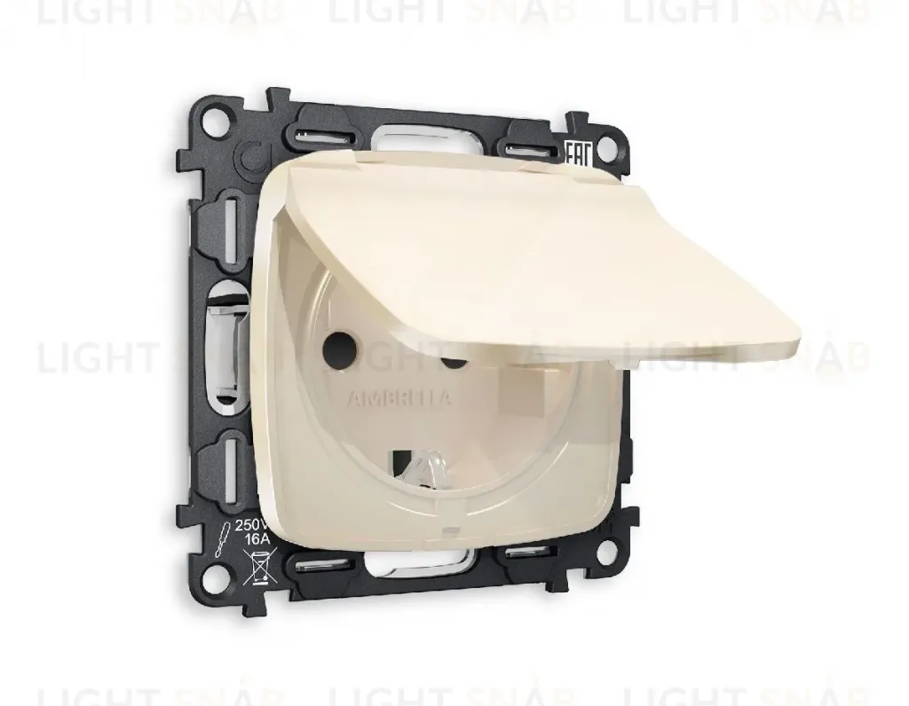 Комплект механизма розетки с/з со шторками и крышкой Ambrella Volt Omega MO308010 MO308010