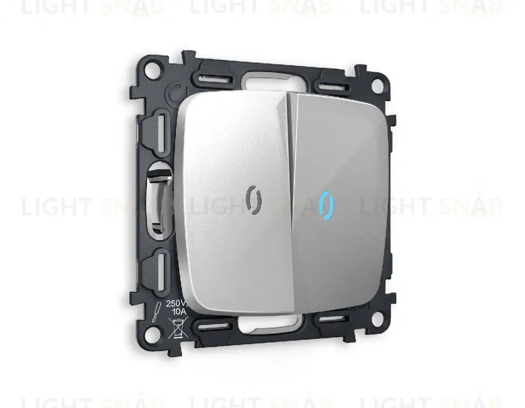 Комплект механизма 2-кл выключателя с подсветкой Ambrella Volt Omega MO404020 MO404020