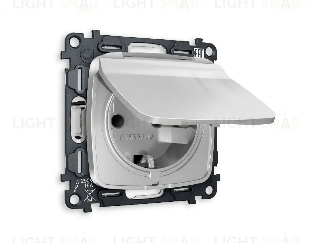 Комплект механизма розетки с/з со шторками и крышкой Ambrella Volt Omega MO408010 MO408010