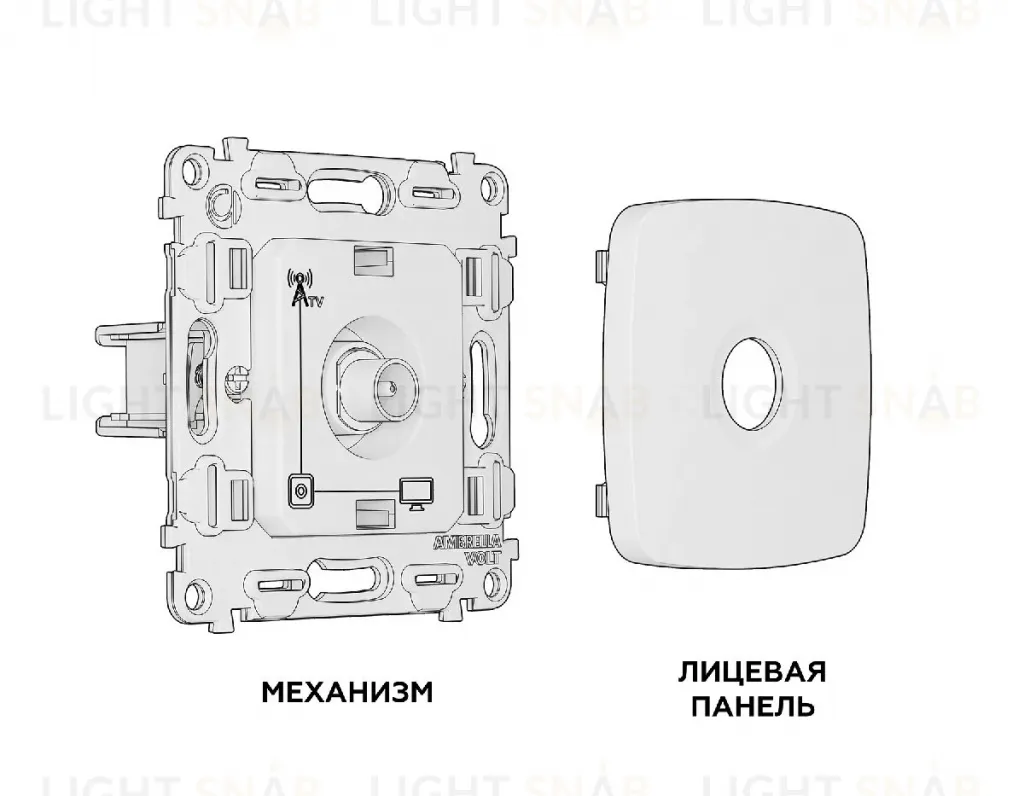 Комплект механизма TV розетки оконечной 50-870 MHz 1dB Ambrella Volt Omega MO413010 MO413010