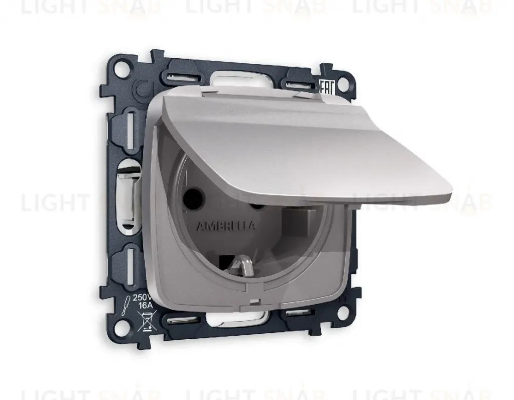 Комплект механизма розетки с/з со шторками и крышкой Ambrella Volt Omega MO508010 MO508010