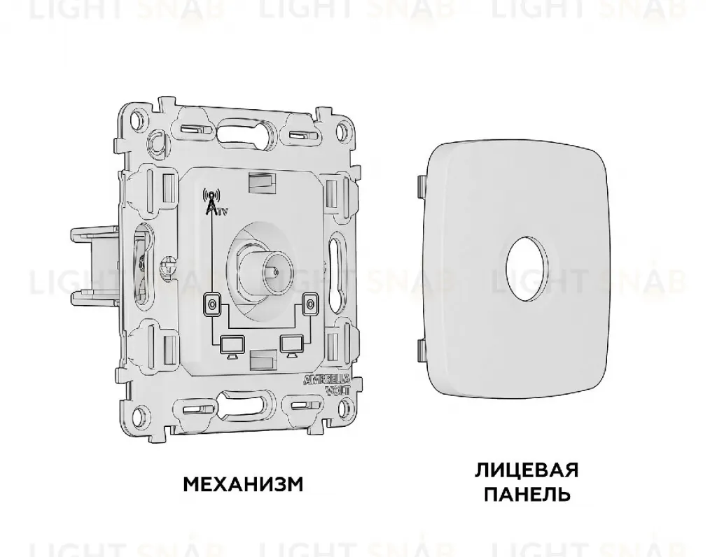 Комплект механизма TV розетки проходной 5-1000 MHz 4dB Ambrella Volt Omega MO513030 MO513030