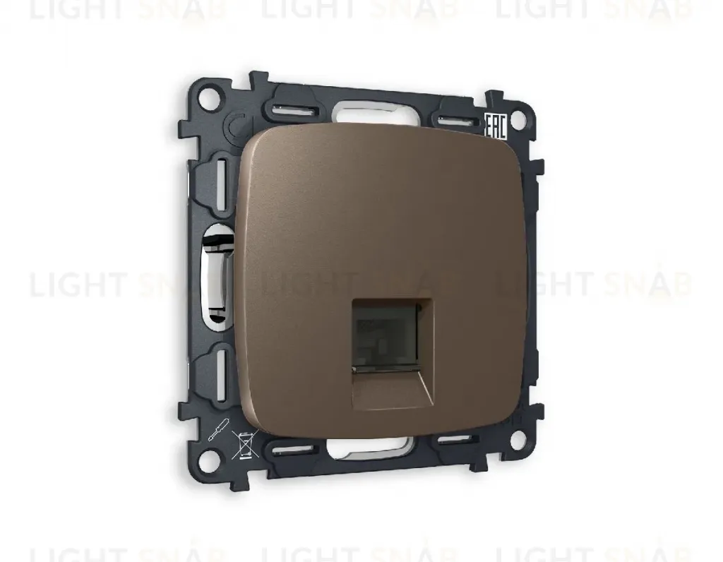 Комплект механизма телефонной розетки RJ-11(4P4C) со шторкой Ambrella Volt Omega MO642030 MO642030
