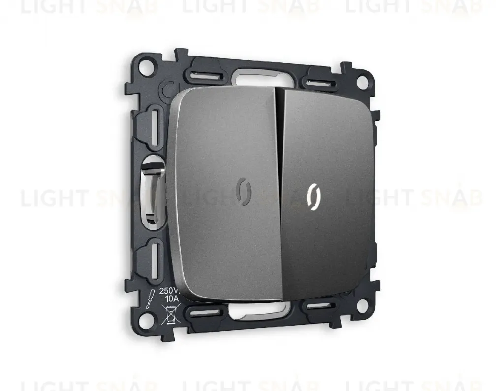 Комплект механизма 2-кл выключателя с подсветкой Ambrella Volt Omega MO654015 MO654015