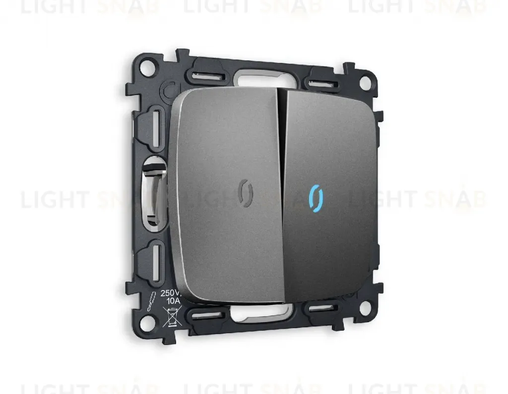 Комплект механизма 2-кл проходного выключателя с подсветкой Ambrella Volt Omega MO654040 MO654040