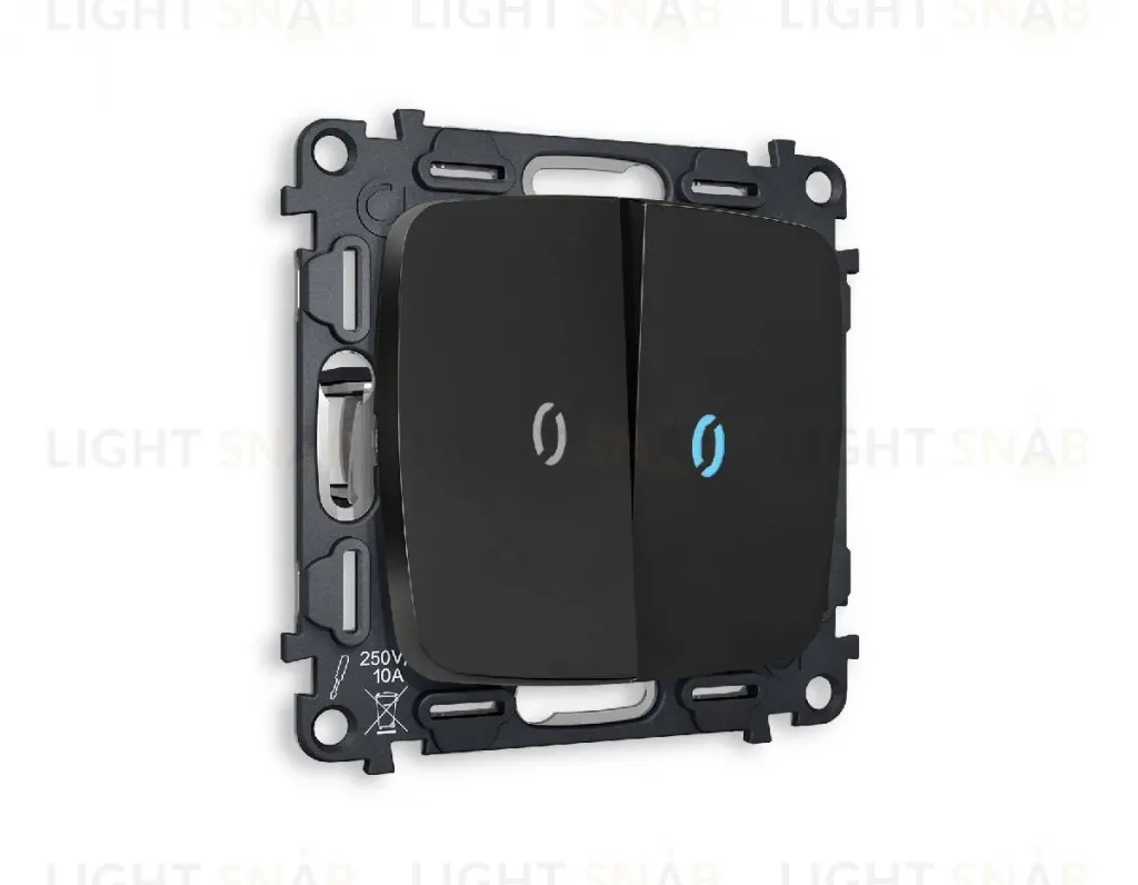 Комплект механизма 2-кл проходного выключателя с подсветкой Ambrella Volt Omega MO804040 MO804040
