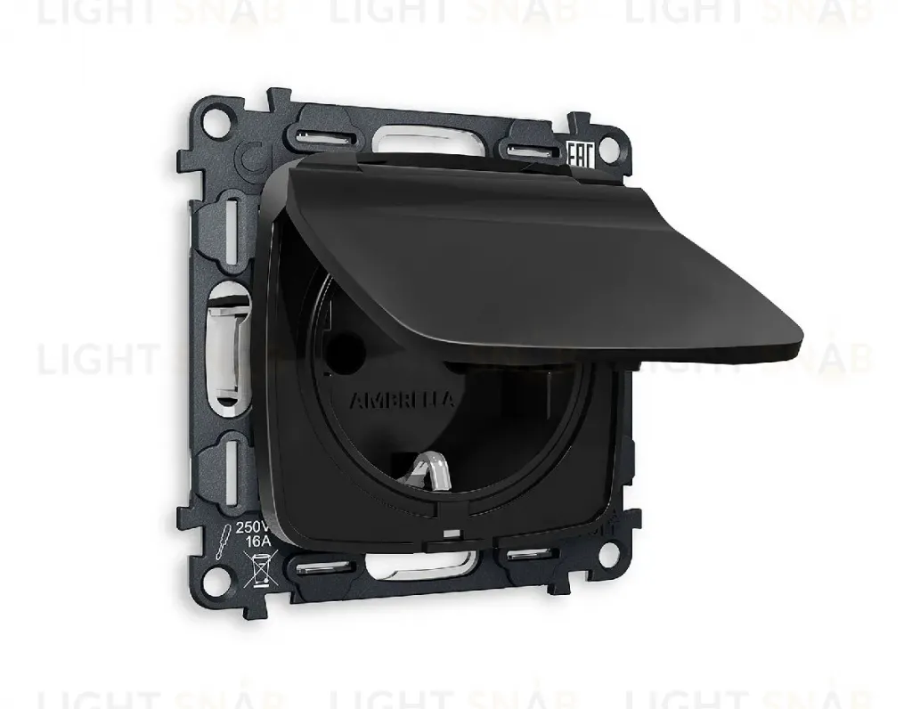 Комплект механизма розетки с/з со шторками и крышкой Ambrella Volt Omega MO808010 MO808010