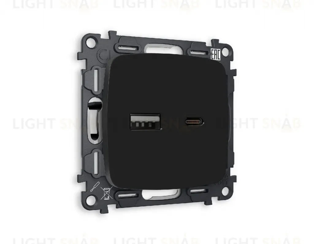 Комплект механизма розетки 2USB A+C 20W (быстрая зарядка) Ambrella Volt Omega MO811010 MO811010