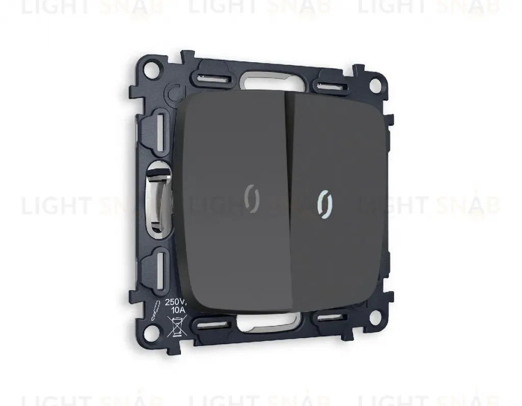 Комплект механизма 2-кл выключателя с подсветкой Ambrella Volt Omega MO904015 MO904015