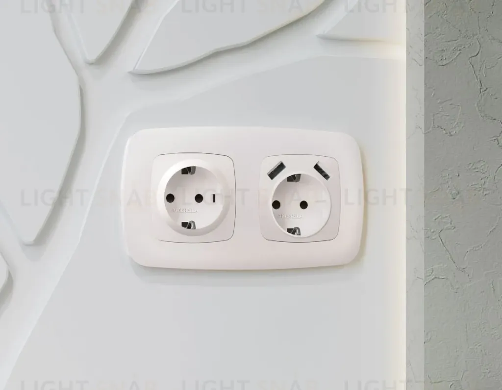 Лицевая панель для розетки с/з со шторками 2USB A+A Ambrella Volt Omega OP2090 OP2090