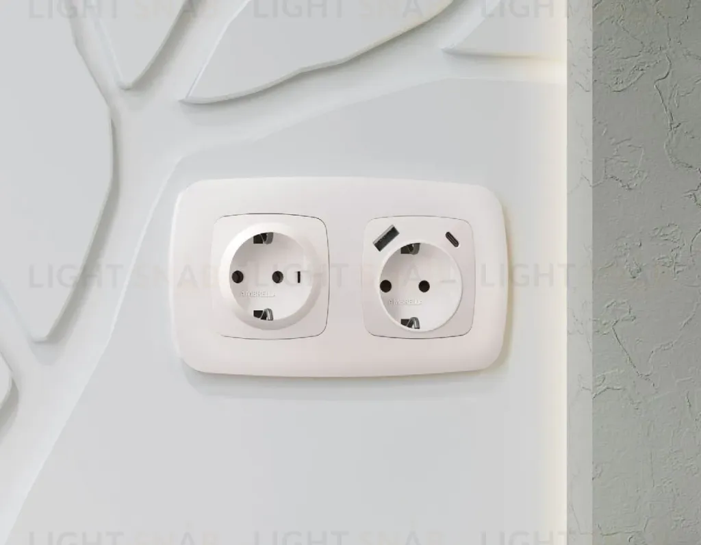 Лицевая панель для розетки с/з со шторками 2USB A+C Ambrella Volt Omega OP2100 OP2100