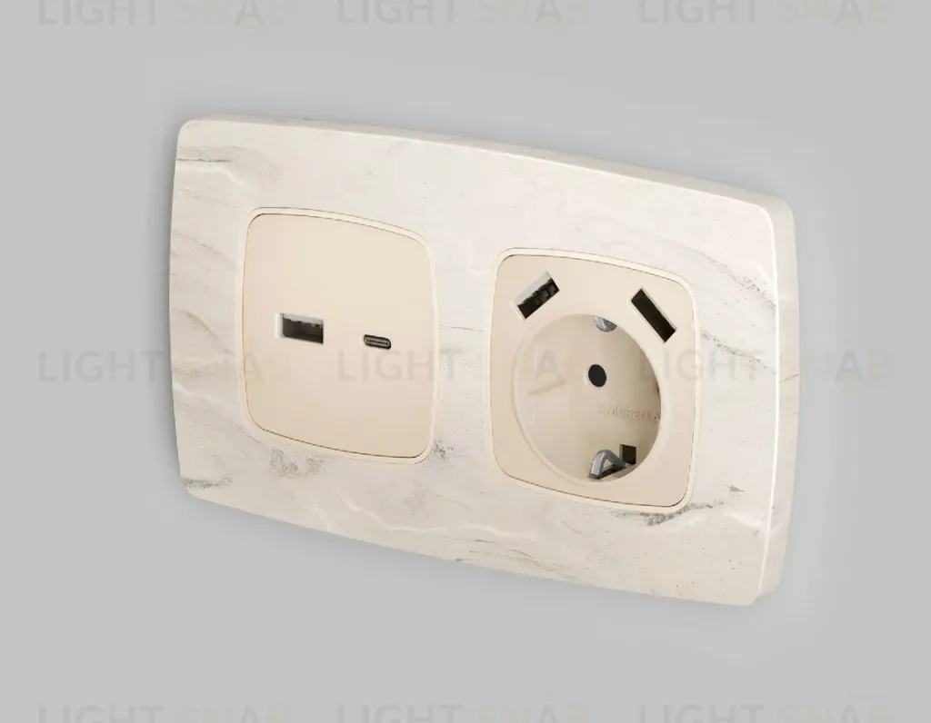 Лицевая панель для розетки с/з со шторками 2USB A+A Ambrella Volt Omega OP3090 OP3090