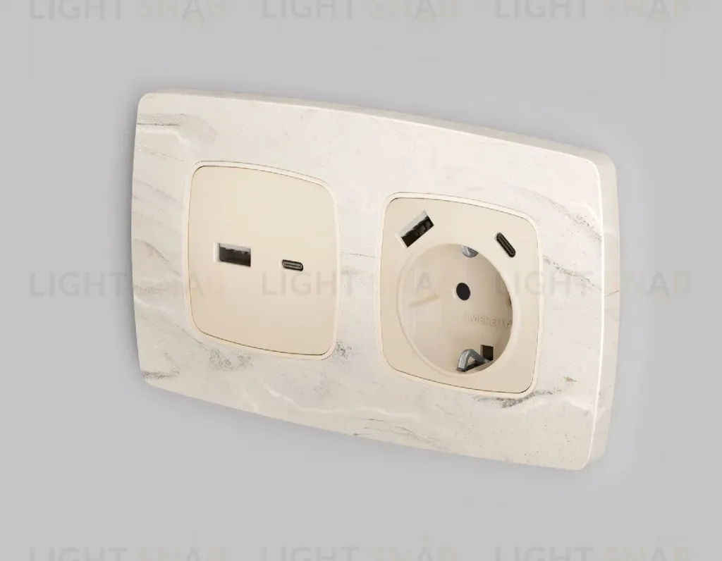 Лицевая панель для розетки с/з со шторками 2USB A+C Ambrella Volt Omega OP3300 OP3300