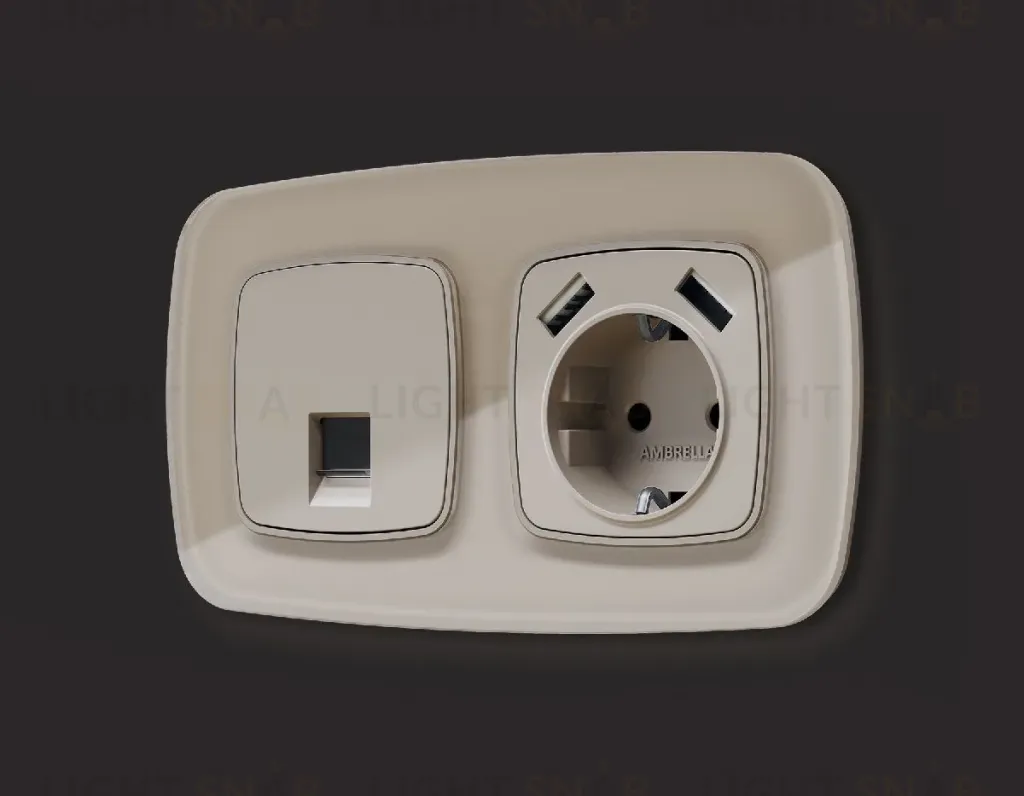 Лицевая панель для компьютерной/телефонной розетки RJ-45/RJ-11 Ambrella Volt Omega OP3720 OP3720