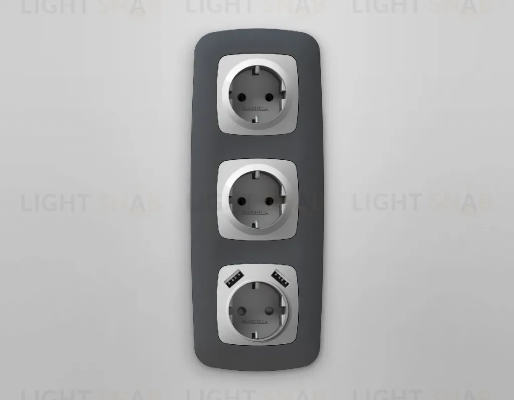 Лицевая панель для розетки с/з со шторками 2USB A+A Ambrella Volt Omega OP4090 OP4090