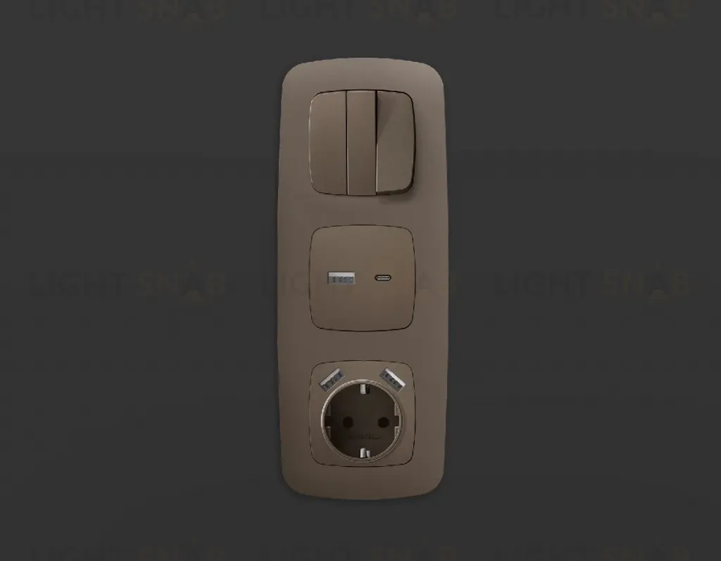 Лицевая панель для розетки с/з со шторками 2USB A+A Ambrella Volt Omega OP6390 OP6390
