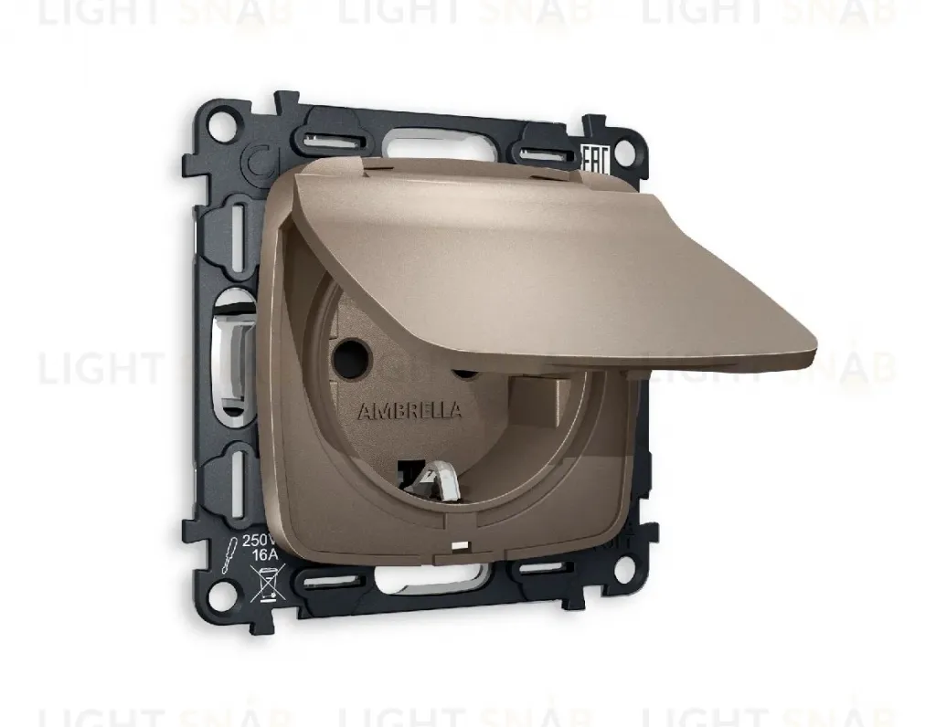Комплект механизма розетки с/з со шторками и крышкой Ambrella Volt Omega MO638010 MO638010