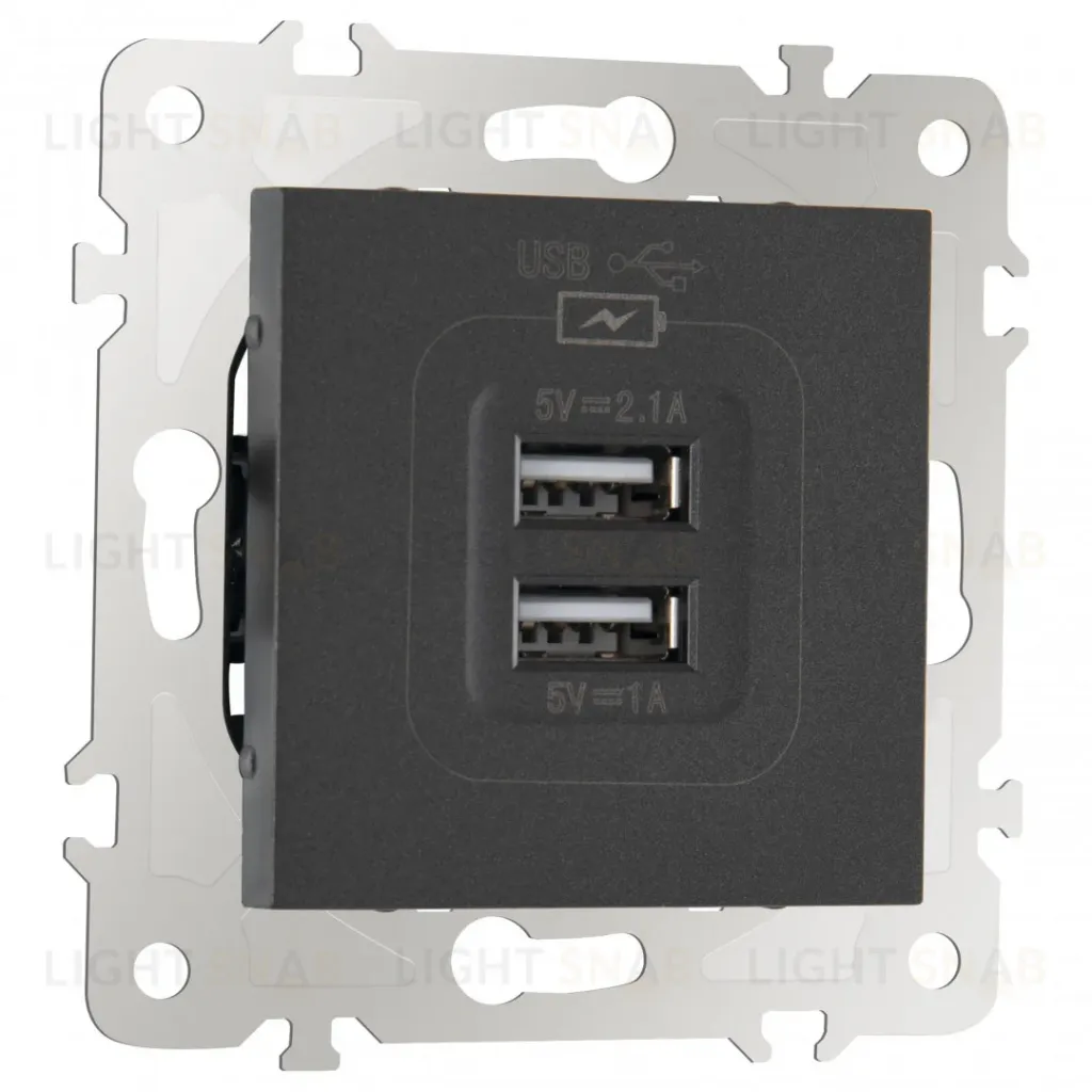 Розетка USB 2.1А+1А Arte Milano 203.46-1.black 203.46-1.black