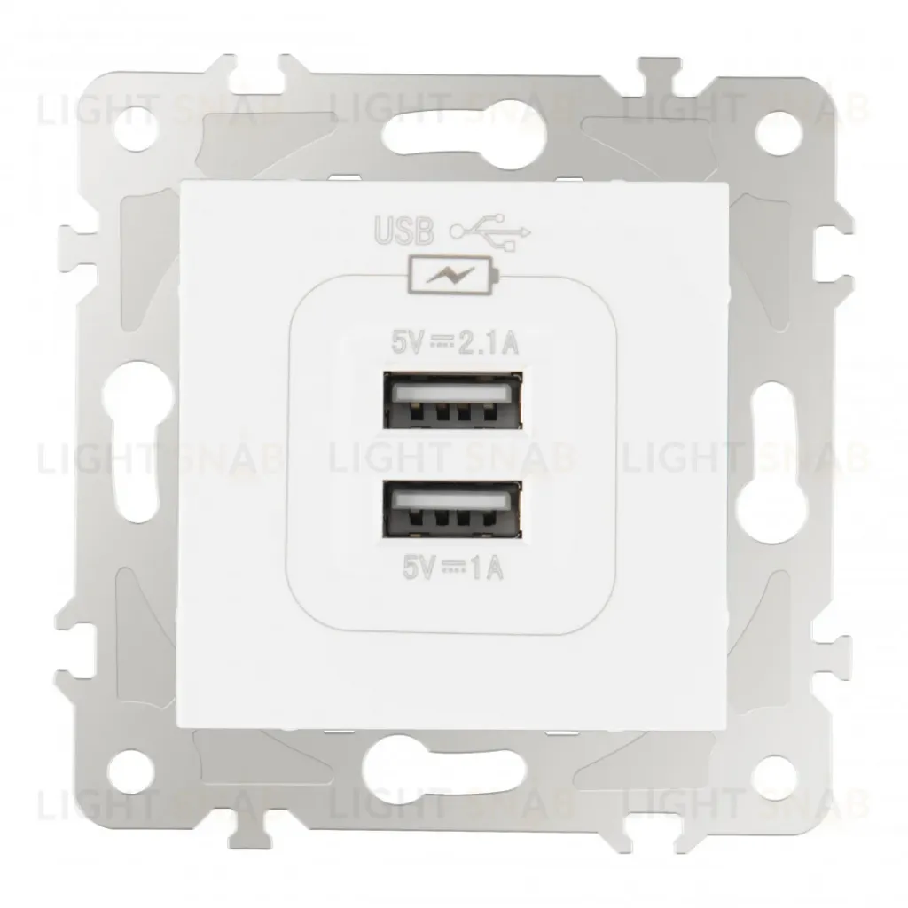 Розетка USB 2.1А+1А Arte Milano 203.46-1.white 203.46-1.white