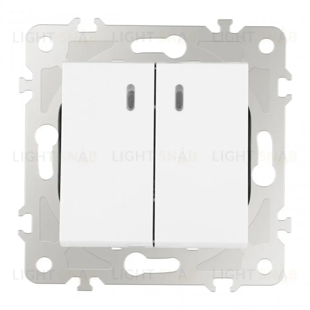 Выключатель двухклавишный с подсветкой Arte Milano 203.31-2.white 203.31-2.white