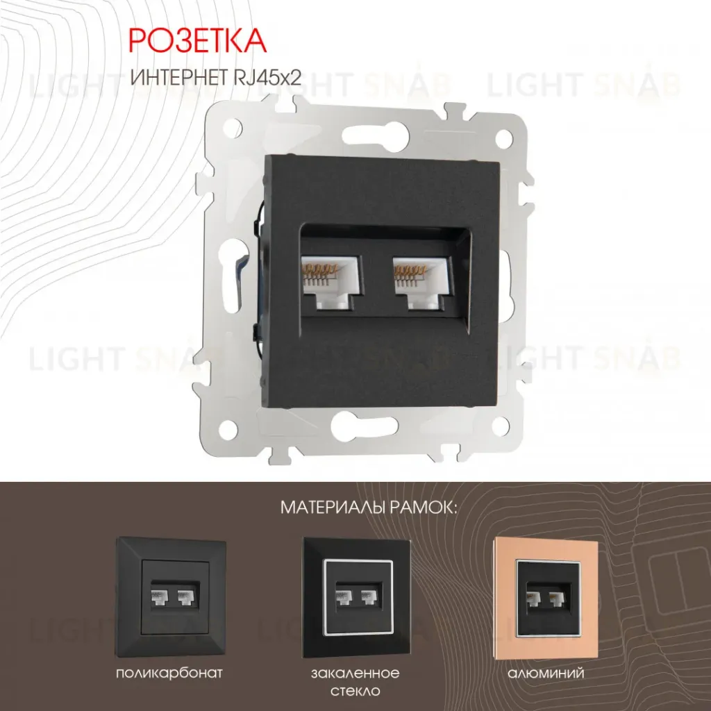 Розетка двойная RJ45 Arte Milano 203.45-2.black 203.45-2.black