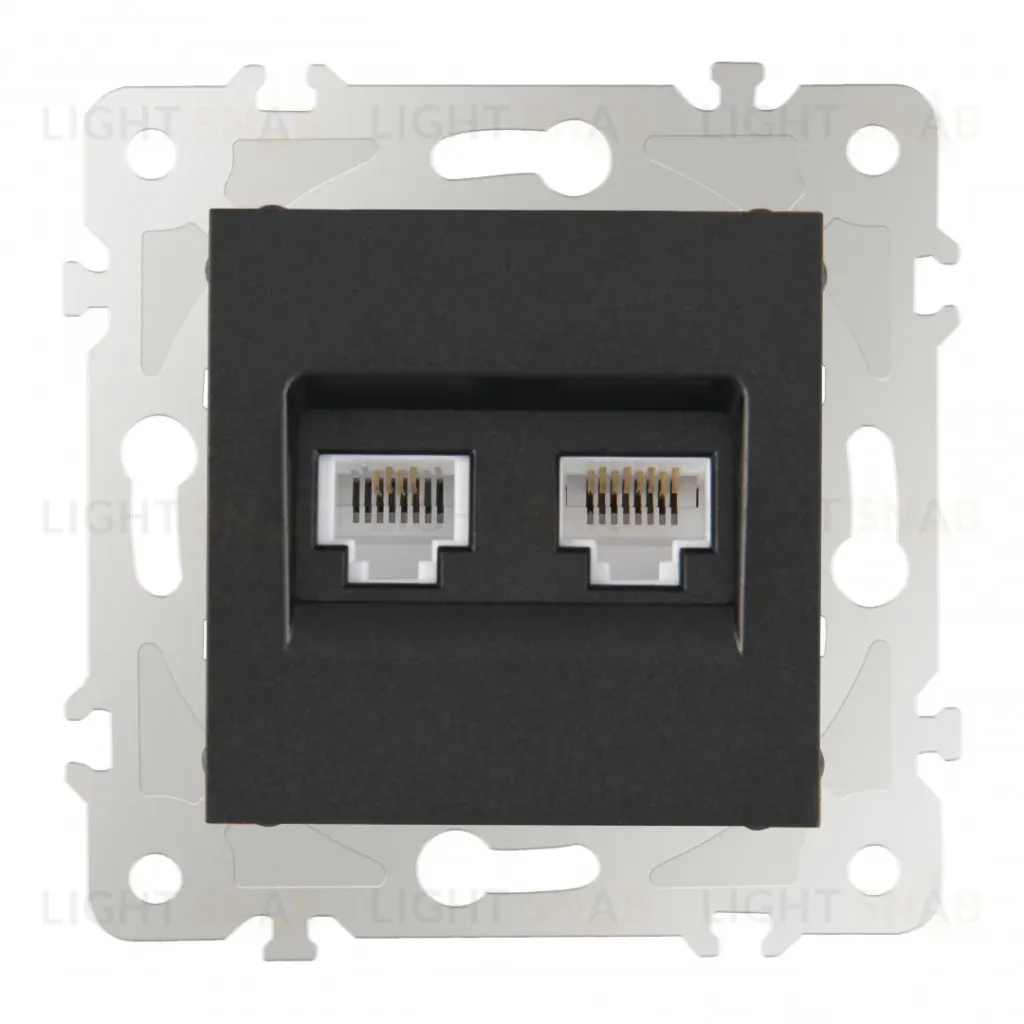 Розетка телефонная RJ11 + компьютерная RJ45 Arte Milano 203.44-1.black 203.44-1.black
